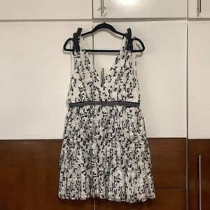 Bardot Black and White flower embroidered Cocktail Mini Dress!